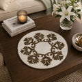 MFU - Made For You Round Beaded Table Placemat 14 Inches | Handmade Decorative Dining Mat | Charger Plate for Dining Table, Wedding, Party & Festive Decoration (Pack of 1) Kafalo