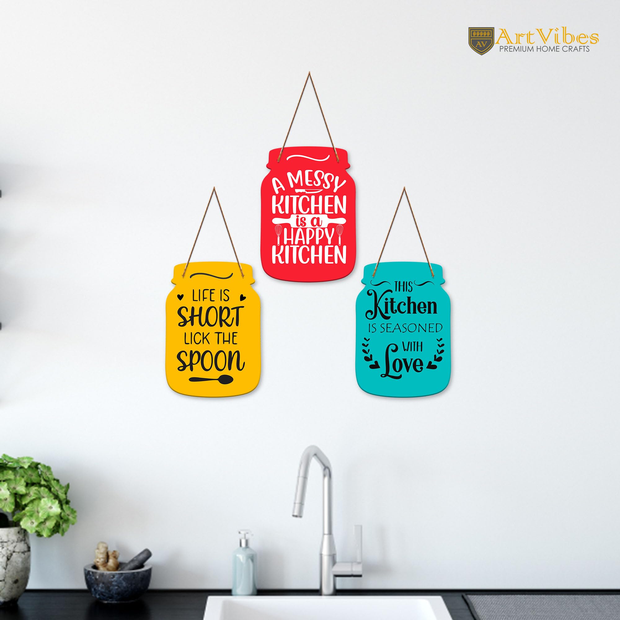 Artvibes Kitchen and Cafe Quotes Decorative Wall Hanging Decoration item for Kitchen Restaurant | Home Decor | House Warming Gifts | Kitchen Quotes Decor Item | Wall Decoration (WH_8904N)