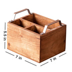 nestroots Cutlery Holder Spoon Stand for Dining Table | Wooden cutlery holder multipurpose | Kitchen rack with copper handle, salt pepper sauces storage Teak Wood Iron Handles copper 3 Sections