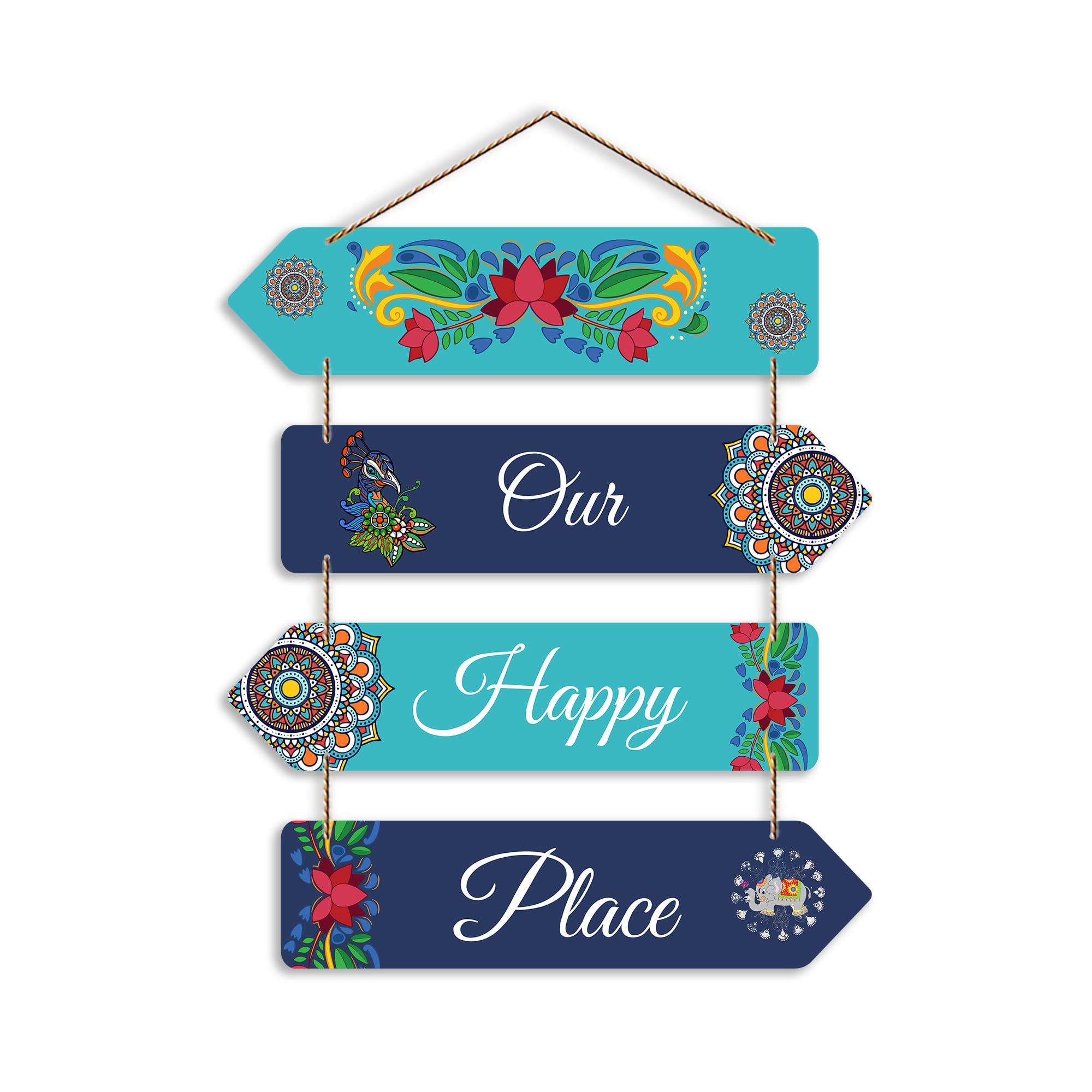 Artvibes Our Happy Place Decorative Wall Art MDF Wooden Wall Hanger for Living Room | Printed Wall Decoration | Modern Decor Items | Wall Poster | Artworks Hangings | Unique Gift (WH_4413N)