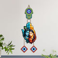 Artvibes Radha Krishna Blessings Evil Eye Wall Hanging for Entrance Door | Nazar Suraksha Decor for Home Bedroom Temple Office | Positive Energy Good Luck Decorative Gift (WH_8581N)