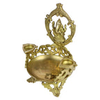 SVARUP Brass Urli Diya with Ganesh Ji Top: Ideal for Temple, Table Decor & Kapoor Burner.