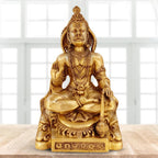 ARTVARKO Big Brass Lord Hanuman Murti for Home Puja Blessing Posture Idol Bajrangbali with Gada Statue for Pooja Gift Living Room Mandir Height 18 Inch