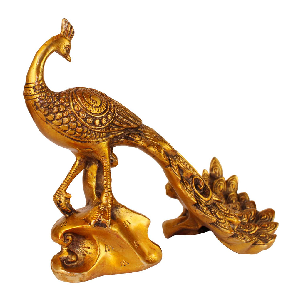 Artavrko Peacock Brass Showpiece Idol Figurine Sculpture for Birthday Gift Table Home Decoration, Size - (L-11 W-4 H-7 Inches 2.6 Kg)