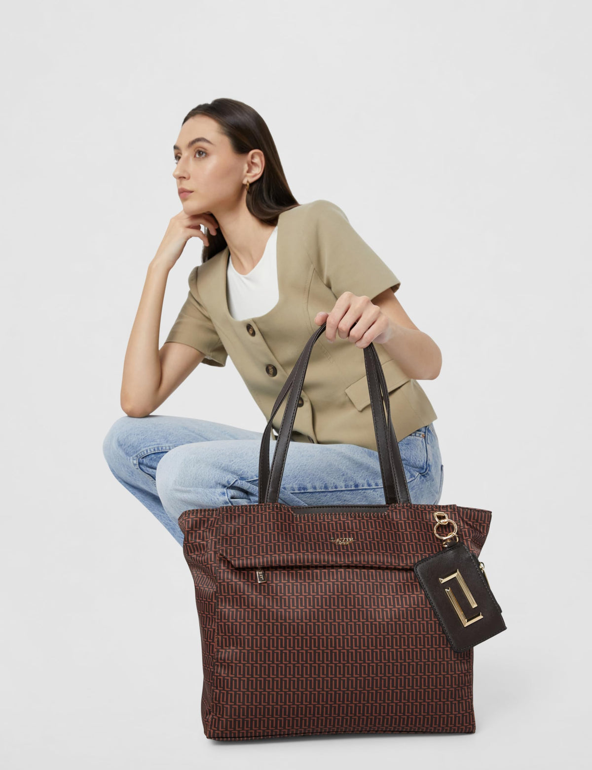 Lavie Luxe Women's Monogram Zumi Large 15 Inch Laptop Tote Handbag | Tote Bag for Work | Ladies Purse | Stylish Shoulder Bag | Gift for Women