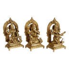 ARTVARKO Lakshmi Ganesha Saraswati, Set of 3 Lord Statues Brass Lakshmi (Laxmi), Ganesha, Saraswati, Handmade Idol 7 Inches