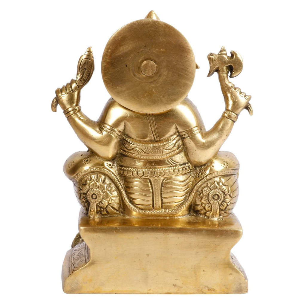 Svarup Brass Sitting Ganesha Idol in Multicolor Height 7 Inch Weight 1.65 Kg