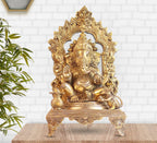 ARTVARKO Big Brass Lord Ganesh Murti Ganesha Idol Ganpati Bhagwan Statue for Home Entrance Good Luck Vastu Decoration Showpiece and Gift Height 18 Inches.