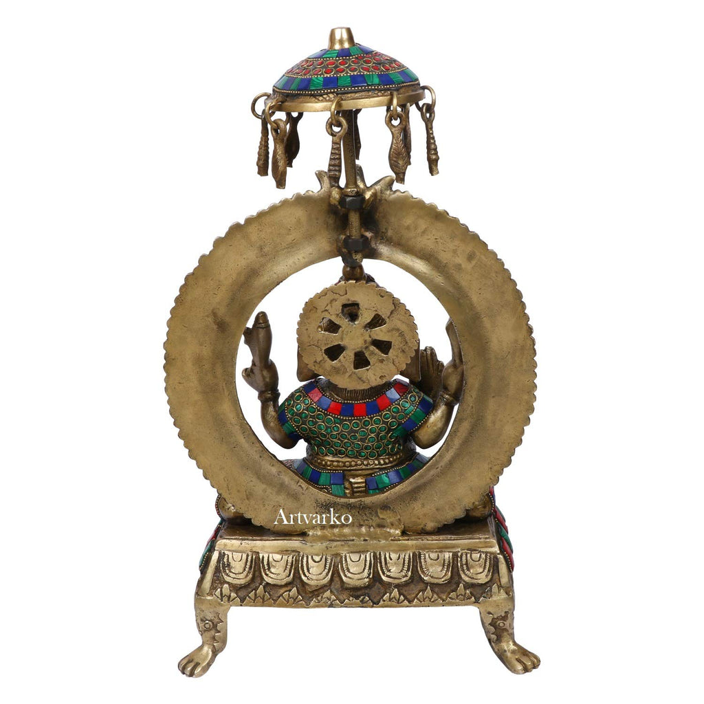ARTVARKO Big Brass Ganesha Idol Lord Ganesh Statue Puja Home Entrance Decor Gift 17 Inch Height