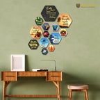 Artvibes Positive Quote Hexagon Shape MDF Wooden Wall Decor Items | Quotes Decor Item | Wall Illustrations | Office Decor | Wall Art Print | Inspirational quotes | Gift Items (WPS_212N), Set of 13