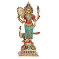 ARTVARKO Lord Murugan Kartikeya Murugana Kumaraswamy Karthikeya Multicolor Big Brass Standing Idol with Peacock Swaminatha Skanda Murti Swami Ji Subrahmanya Swamy Height 18 Inch