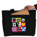 TSANTA U Shaped Canvas Tote Bag, 35.56x33.02 cm with 10.8 cm Gusset, Cotton, Zipper Closure, Laptop Compartment (Spring)