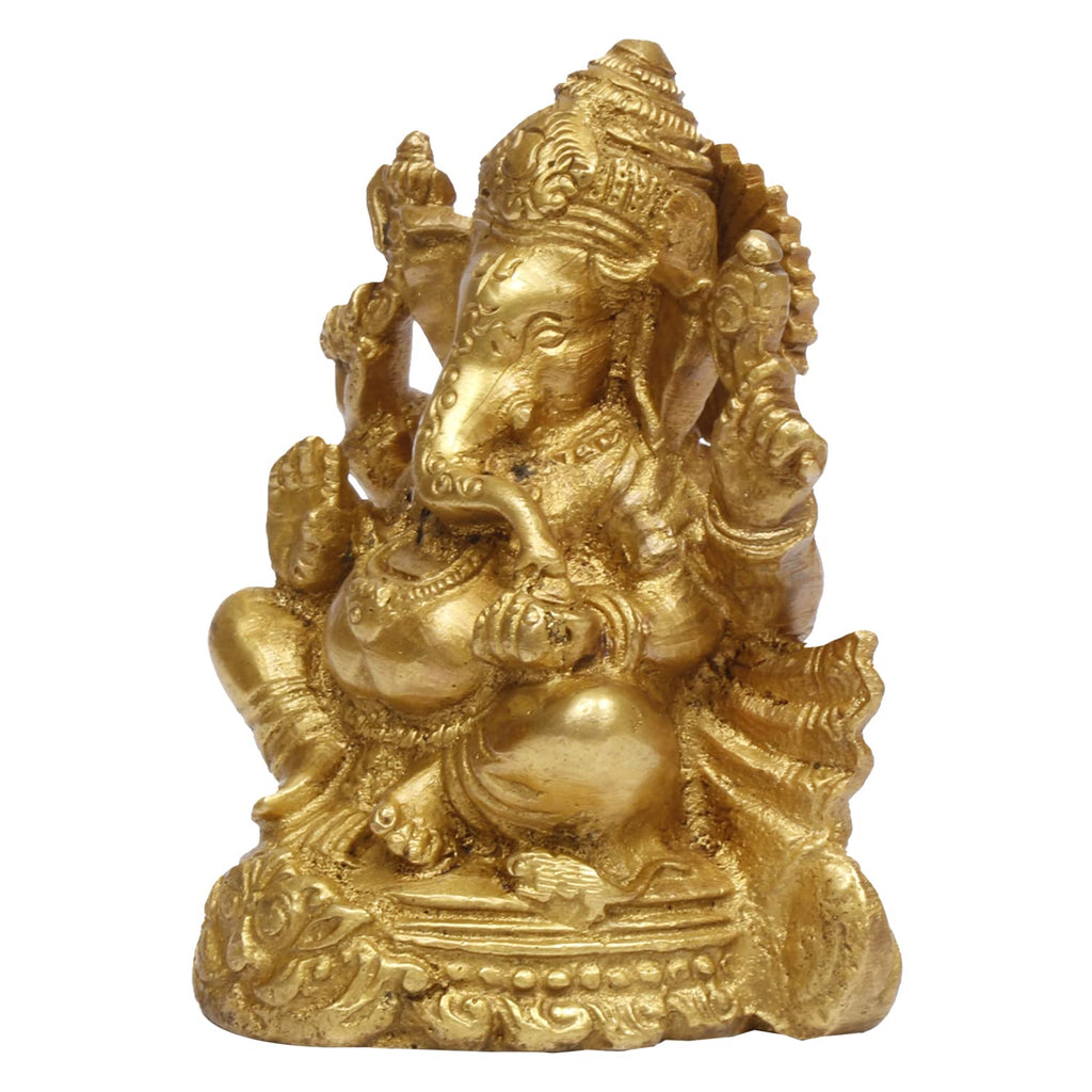 ARTVARKO Brass Ganesha Sitting on kirtimukha for Blessing, Happiness, Health and Wealth at Home and Office