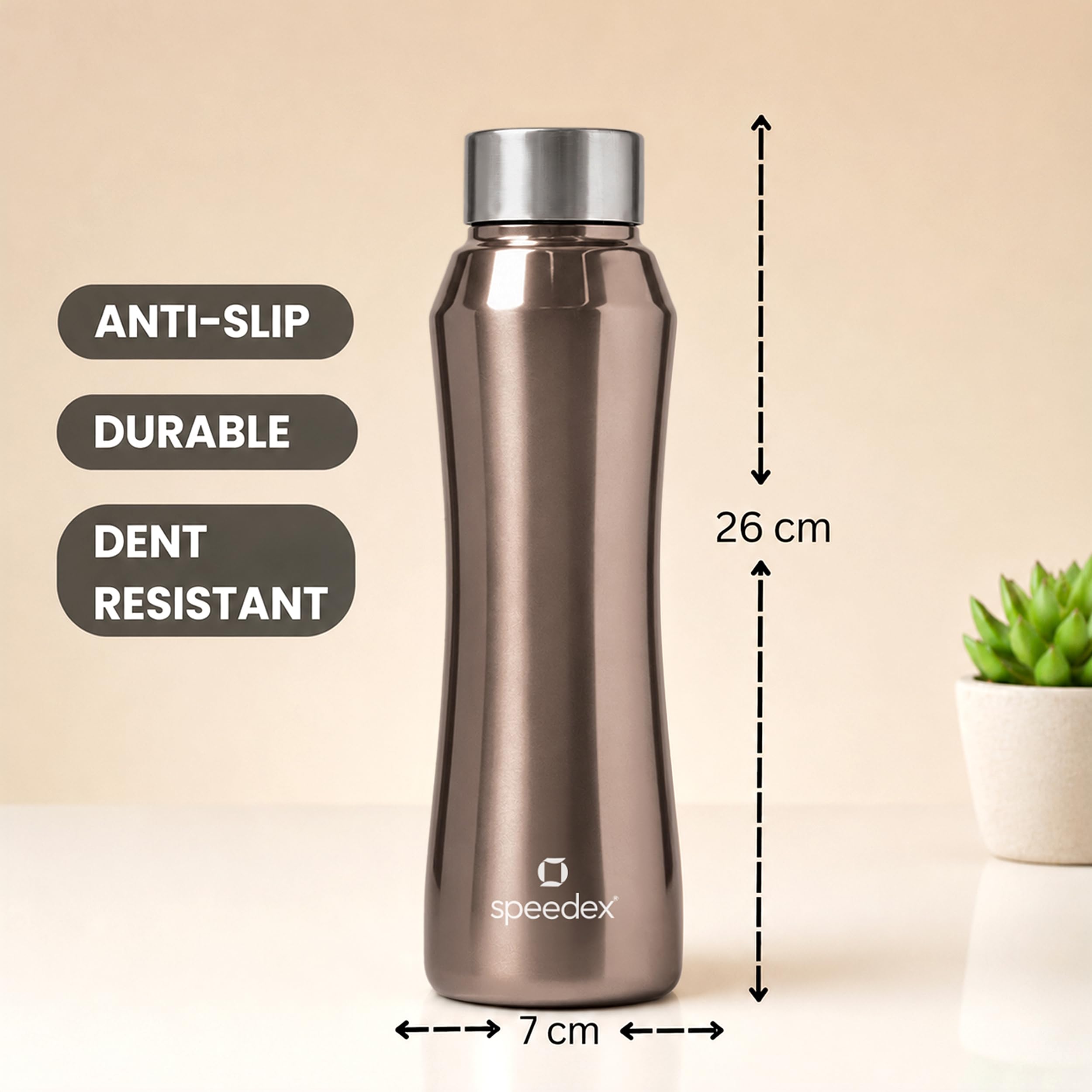Speedex Stainless Steel Water Bottle 1 Ltr, Leak Proof Screw Cap, BIS Approved 1000 ml Metal Bottle For Daily, Office, School, Gym, Travel Use for Men, Women, Kids, Adults, Copper Gold, Set of 1