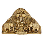 SVARUP Brass Gaja Ganesha Lord Ganesh Sitting on Rat with Elephants Idol Wall Hanging Table Top Murti for Home Entrance.