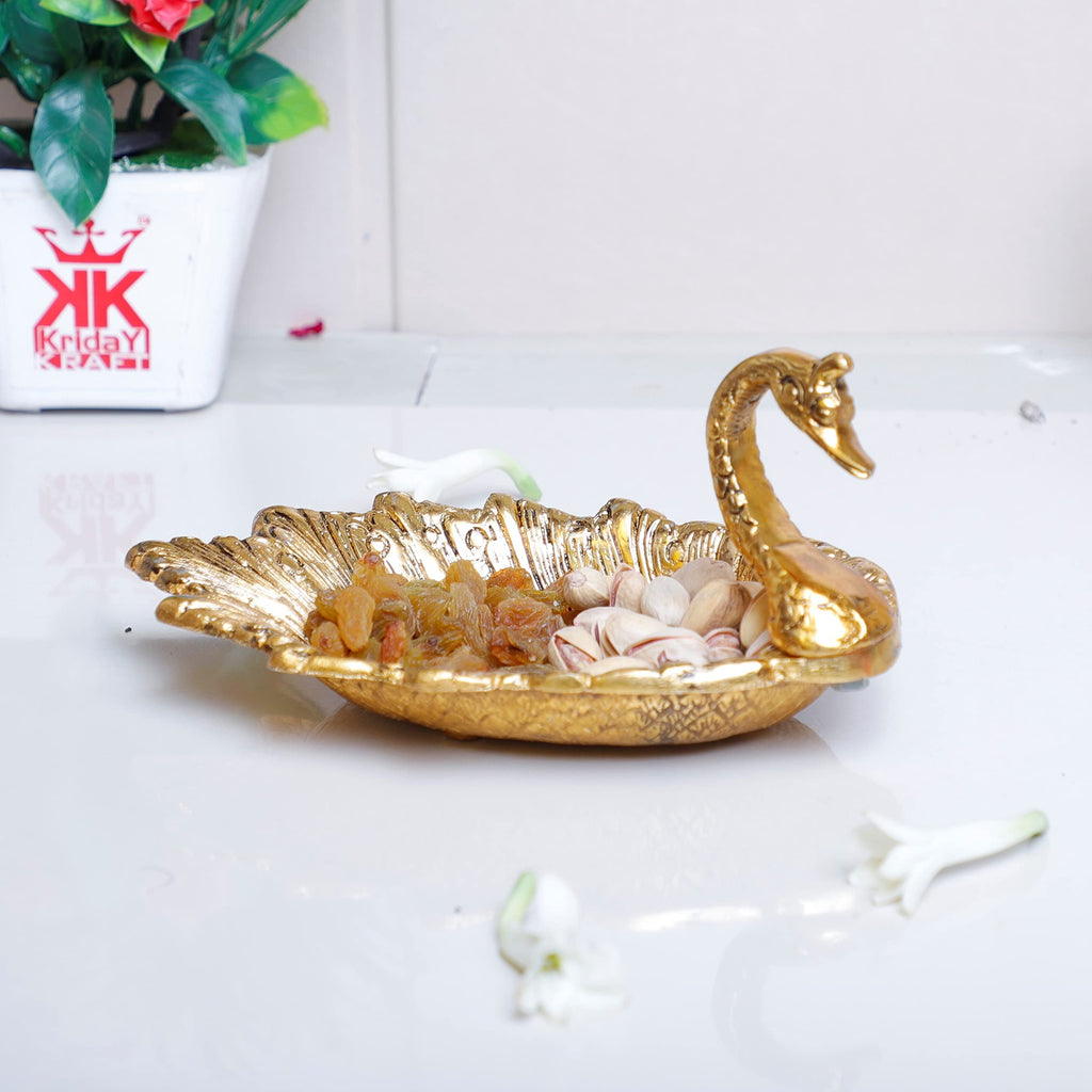 RCI Handicrafts Prince Home Decor & Gifts Metal Solid Tray Bowl (19 X 9 X 10 Cm, Gold), 1 Liter