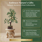 CALMINDS Green Aventurine Crystal Wooden Tree | Natural Luck & Prosperity Gemstone Bonsai with Wooden Base | Crystal Tree for Positive Energy | Good Luck Tree