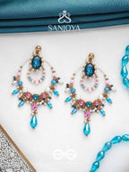 SANJOYA by EVERSTYLISH Embroidered Earrings for Women | Hoop Earrings with Stones, Beads, Pearls & Glass Drops | Lightweight Ethnic & Festive Jewelry for Weddings & Parties (Blue)