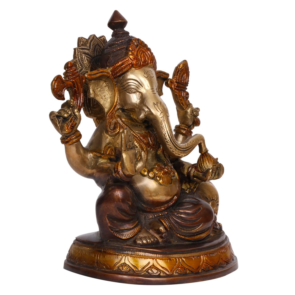 SVARUP Brass Ganesha Idol for Home Decoration Ganpati Statue Murti for Gift Height 9 Iinch.