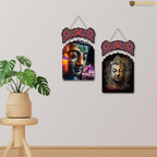 Artvibes Gautam Buddha Wooden Wall Haning for Living Room | Spiritual Decor Items | Wall Art Painting For Hall | Wall Paintings | Handcrafted Art | Ethnic Wall Decor | Gift Items (WH_9204N), Set of 2