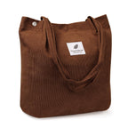 PALAY Tote Bag for Women Large Corduroy Shoulder Handbag Shopping Brown