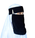 AL RIDHA Women's Babussalam Fabric Fashion Nosepiece One‑Layer Half Hijab Pendant Design Saudi Niqab for Muslim Women and Girls, Black (Crystal Bar Pendant)