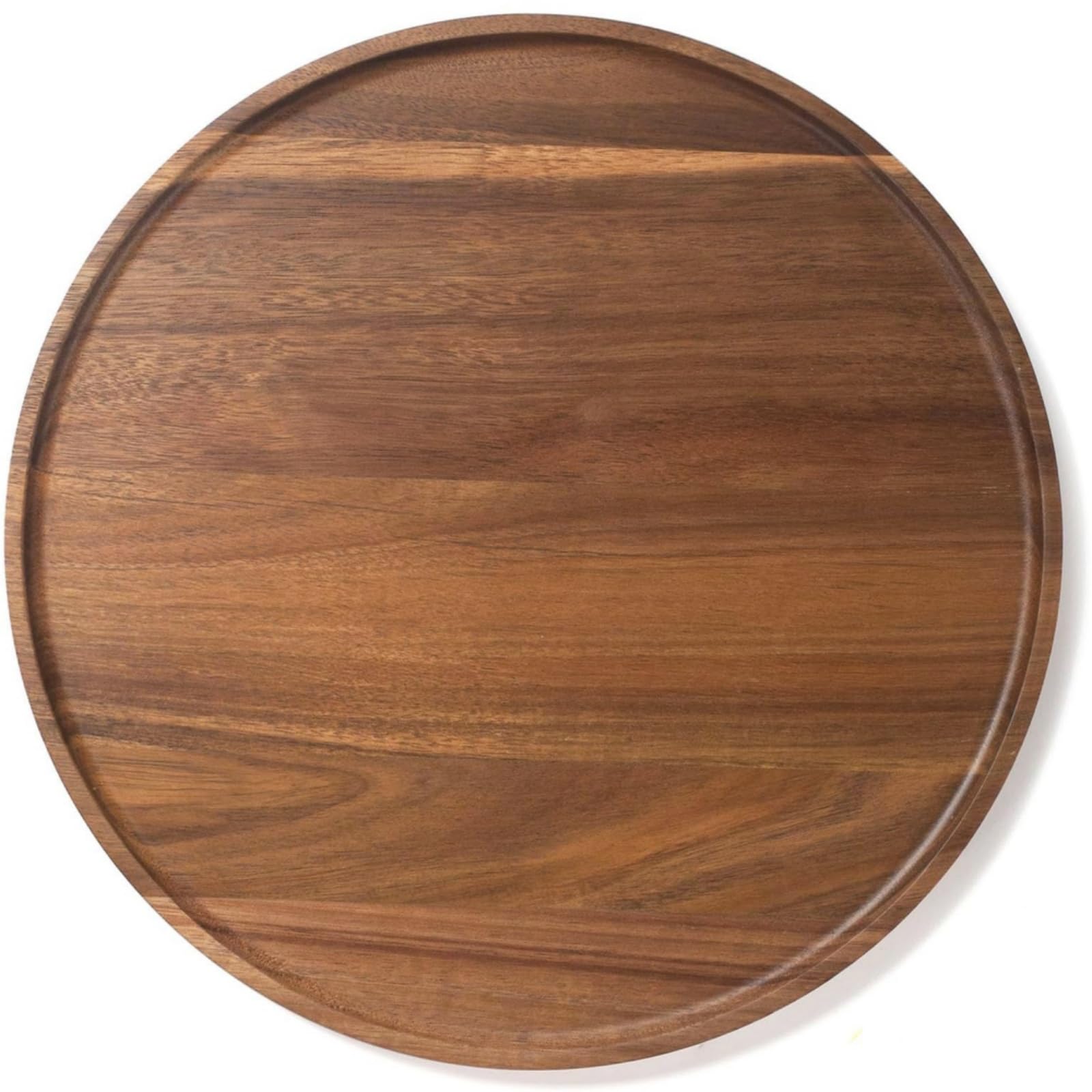 Round Wood Tray, Acacia Wooden Decorative Serving Tray for Coffee Table and Home Decor, Wooden Appetizer Charcuterie Board for Kitchen Countertop (13.8 inch)