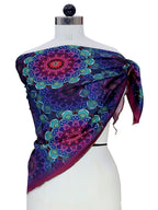 leeza store Women's Silk Scarf For Women, Deep Violet Digital Printed Mandola Design, 40 X 40 Elegant Neck & Hair Wrap