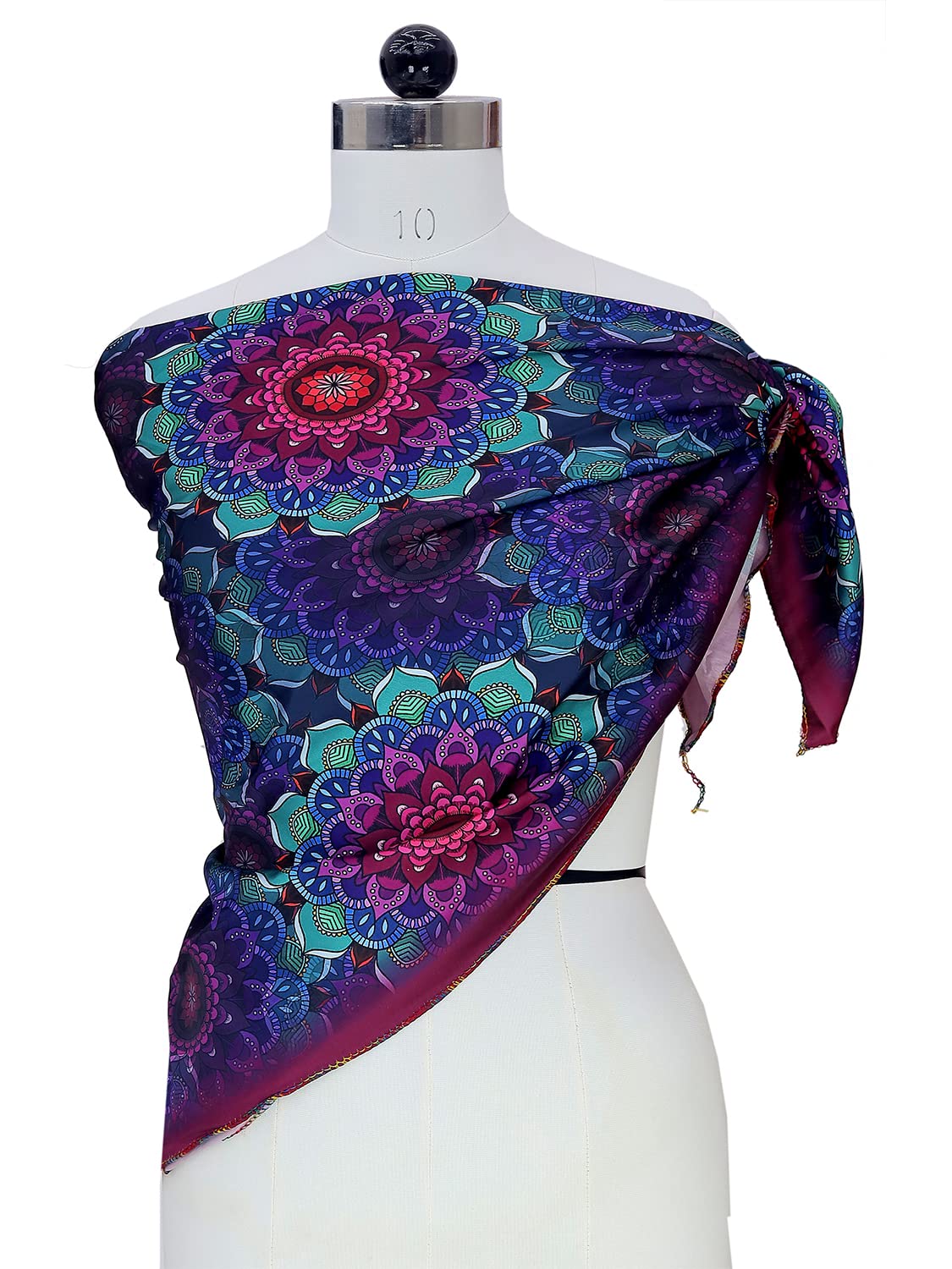 leeza store Women's Silk Scarf For Women, Deep Violet Digital Printed Mandola Design, 40 X 40 Elegant Neck & Hair Wrap