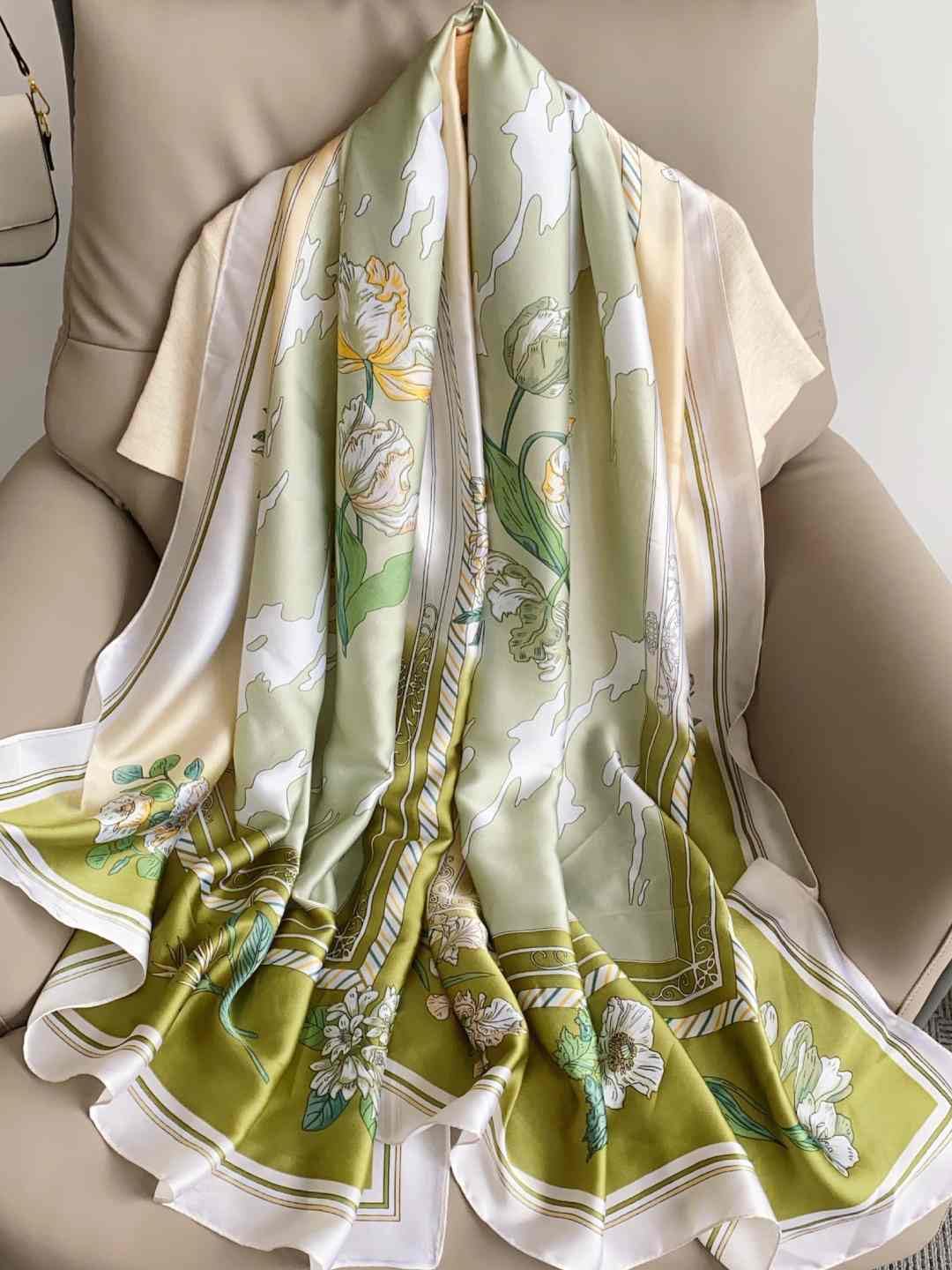 CrossKulture Printed Poly Silken feel Scarf Stole for Women | Stylish, Soft, & Lightweight | Satin Feel Neck, Hair, Head Scarf for Women (Colour_58)