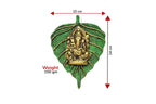 KridayKraft Ganesha Placed on Leaf Aluminium Metal Handicrafts Wall Hanging Multi Color
