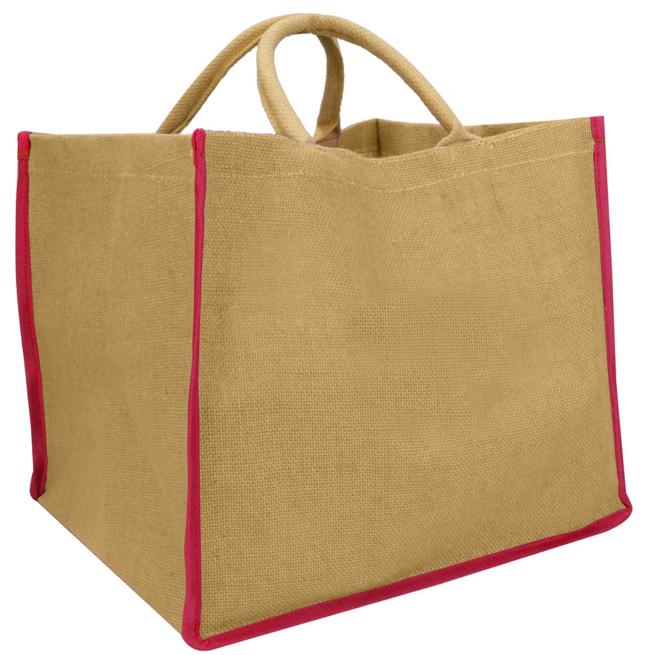 Double R Bags Reusable Grocery Shopping Jute Gift Bag With Cotton Handle for Wedding, Return Gifts & Birthday Party - (Brown) Pack of 24
