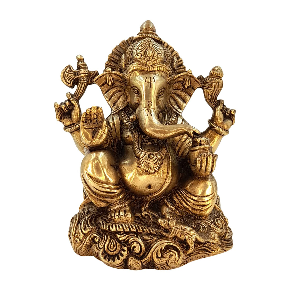 ARTVARKO Brass Lord Ganesha Ganesh Bhagwan Idol Ganpati Murti Statue for Home Office Entrance Decor Diwali Gift 6 Inches