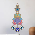 Artvibes Lambodar Ganesha Nazar Battu Wall Hanging for Home Decor | Evil Eye Protection for Entrance Door Bedroom Living Room Temple | Positive Energy Vastu MDF Decorative Gift Item (WH_8567N)