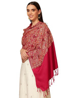 Pashmoda Women Hunar Fine Wool Nalki Embroidered Stole (Size : 28x80in, 71X203cm) EMST02