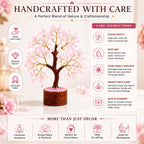 LXOMES Rose Quartz Crystal Tree, with Natural Gemstone and Golden Wire, 10