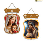 Artvibes Christian Sacred Art Designer Wooden Wall Hanging Decoration Items for Living Room | Spiritual Decor Items | Wall Poster | Modern Decor Items | Unique Gift (WH_9720N), Set of 2