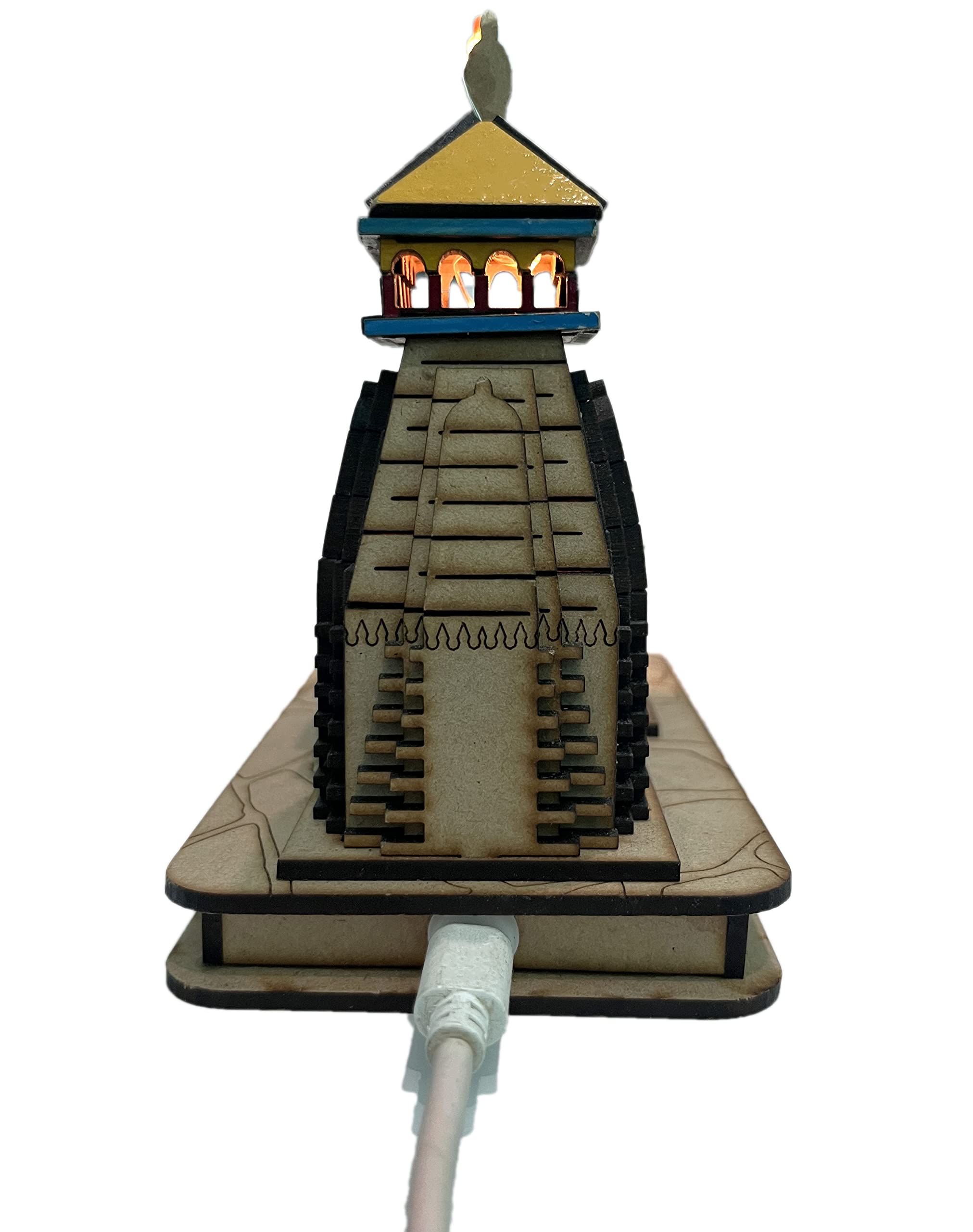 kedarnath Temple in Wood 3D Colour with Full Led Lights Setup - (14x13x8) CM - Maclarg India