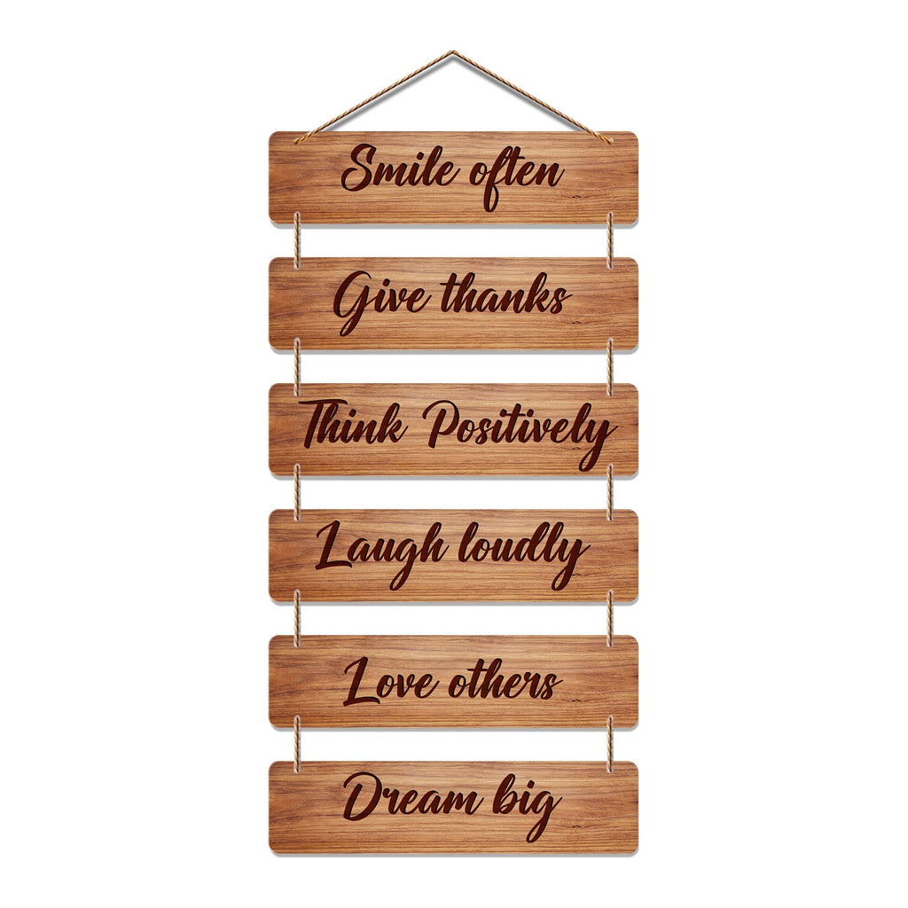 Artvibes Smile Often Give Thanks Designer Wall Hanging Wooden Art | Quotes Decor Item | Wall Illustrations | Office Decor | Wall Art Print | Inspirational Quotes | Gift Items (WH_3217N)