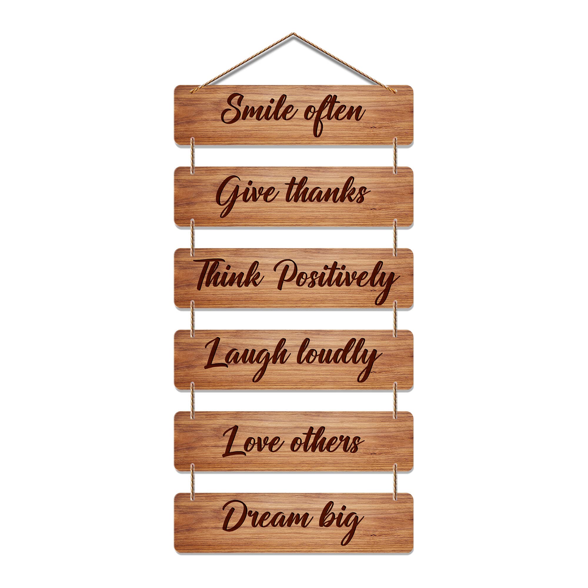 Artvibes Smile Often Give Thanks Designer Wall Hanging Wooden Art | Quotes Decor Item | Wall Illustrations | Office Decor | Wall Art Print | Inspirational Quotes | Gift Items (WH_3217N)