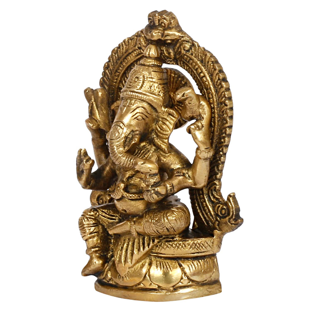SVARUP Brass Ganesh Bhagwan Idol Ganesha Statue Ganpati Murti for Home Entrance Decor Diwali Puja Gift Height 4.5 Inch.