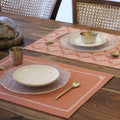 THE YARD HOUSE Placemats - Reversible & Wipeable Cotton Placemats (Agra Red, Set of 4) Kafalo