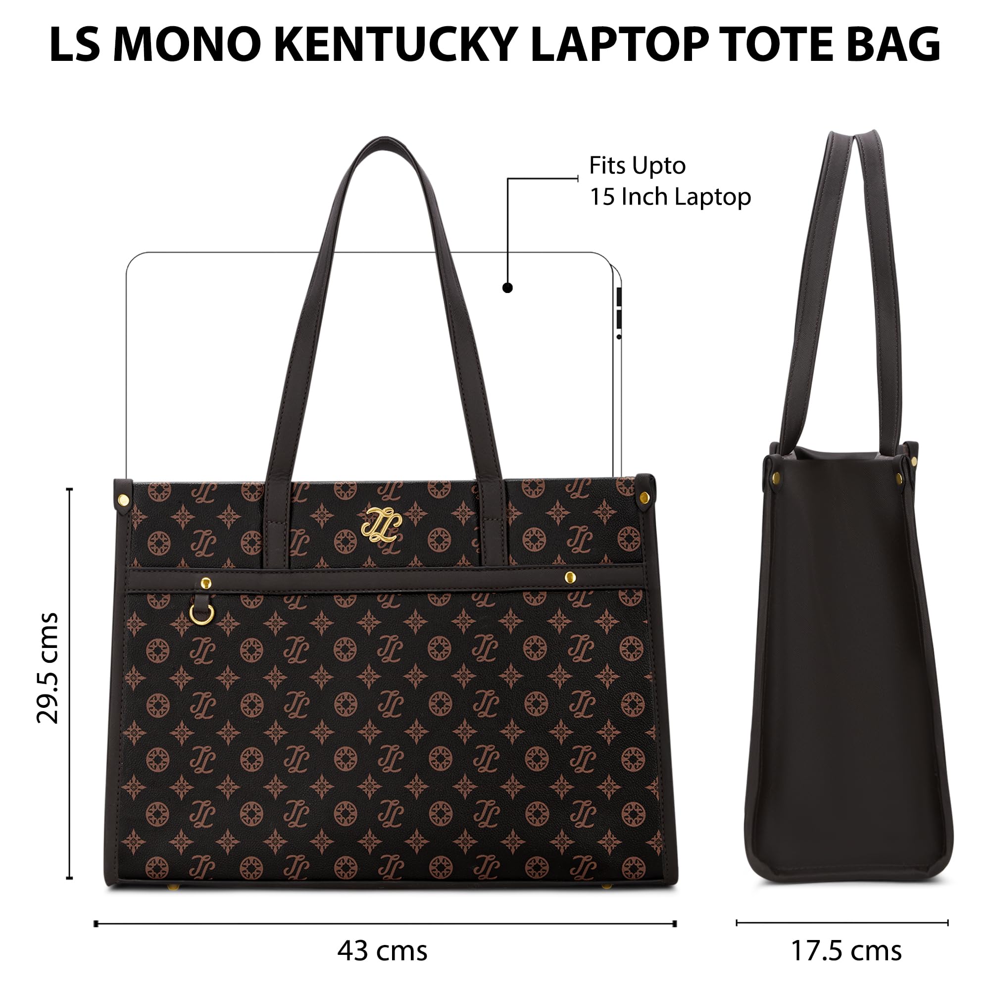 Lavie Signature Women's Kentucky Monogram Tote Laptop Bag | Tote Laptop Bag for Work | Ladies Purse | Stylish Shoulder Bag | Gift for Women