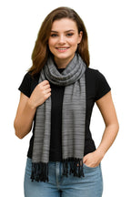 FWC Fill With Colours Female Stole/Scarf For Girl/Ladies Colour- Grey Soft Viscose Cotton Blend Ethnic Pattern Solid Scarves Pack Of 1 ST-32