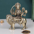 SVARUP Fine Brass Goddess Durga Maa Sitting On Lion Idol MATA Sherawali Murti Statue Figurine Home Temple Height: 5 Inch