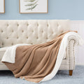 VAS COLLECTIONS Super Soft Reversible Sherpa Blanket for Double Bed (86×88 in / 218×224 cm) 2.8 kg, 570 GSM – Polyester Micromink and Sherpa Flannel, Heavy Winter Use, Solid Light Brown Kafalo