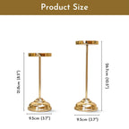 Behoma Handcrafted Large Metal Set of 2 Pillar Candle Holders - Gold
