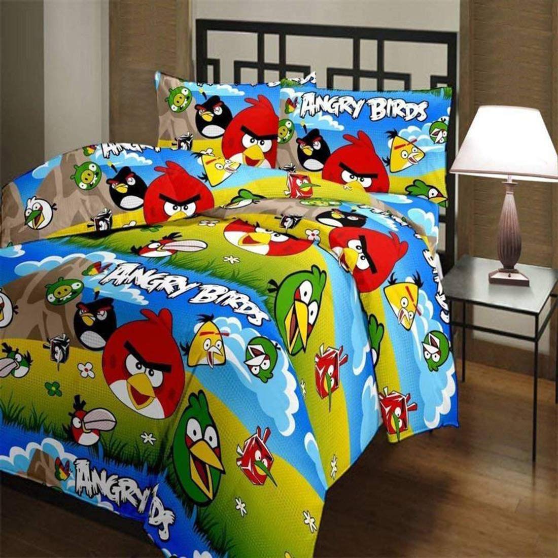 MITULMicrofiber Soft Design Print Reversible Single Bed Double Bed Dohar, Blanket, AC Dohar for Kids (Multicolour) (ANGERY Birds, Double Bed) Kafalo