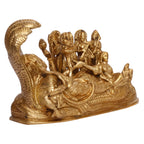 ARTVARKO Vishnu Parivar (Vishnu, Shiv, Brahma, Laxmi, Saraswati, Yama, Garud, Narad, Naag Devi) Brass Idol Showpiece L8xB3 xH3 Inches