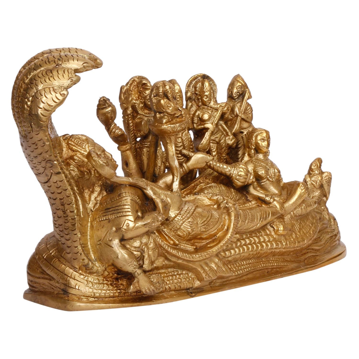 ARTVARKO Vishnu Parivar (Vishnu, Shiv, Brahma, Laxmi, Saraswati, Yama, Garud, Narad, Naag Devi) Brass Idol Showpiece L8xB3 xH3 Inches